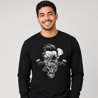 Rocker biker skeleton sweatshirt, funny sweatshirt, graphic shirts, unisex tshirt, printed sweatshirt