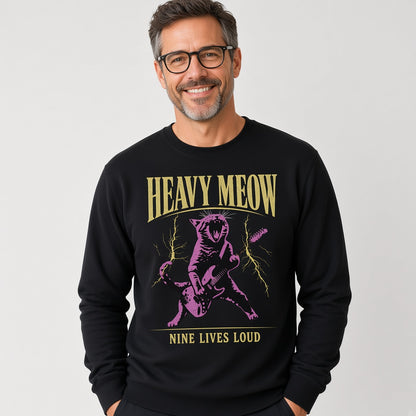 Funny Purple Cat Playing an Electric Guitar Sweatshirt