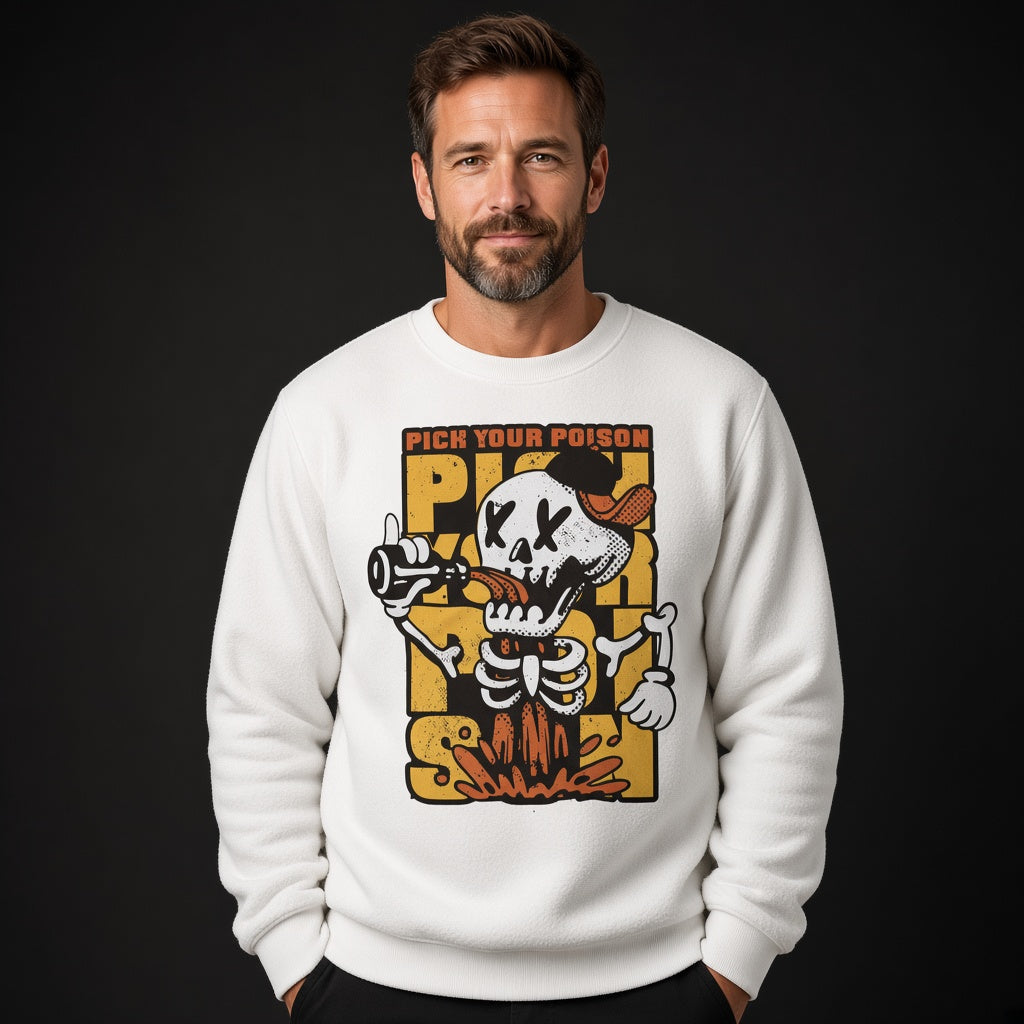 Skeleton with bottle sweatshirt, funny sweatshirt, graphic shirts, unisex tshirt, printed sweatshirt