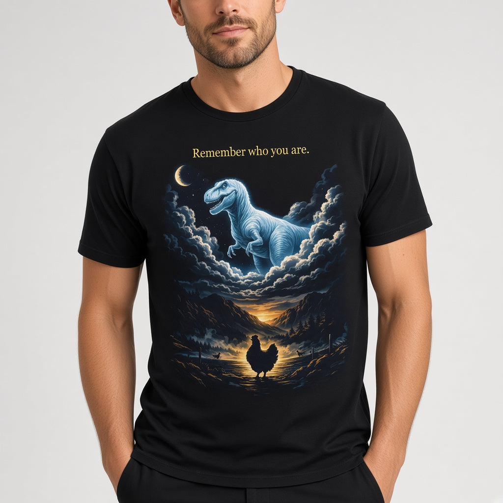 Remember Who You Are Funny Chicken and T-Rex T-Shirt