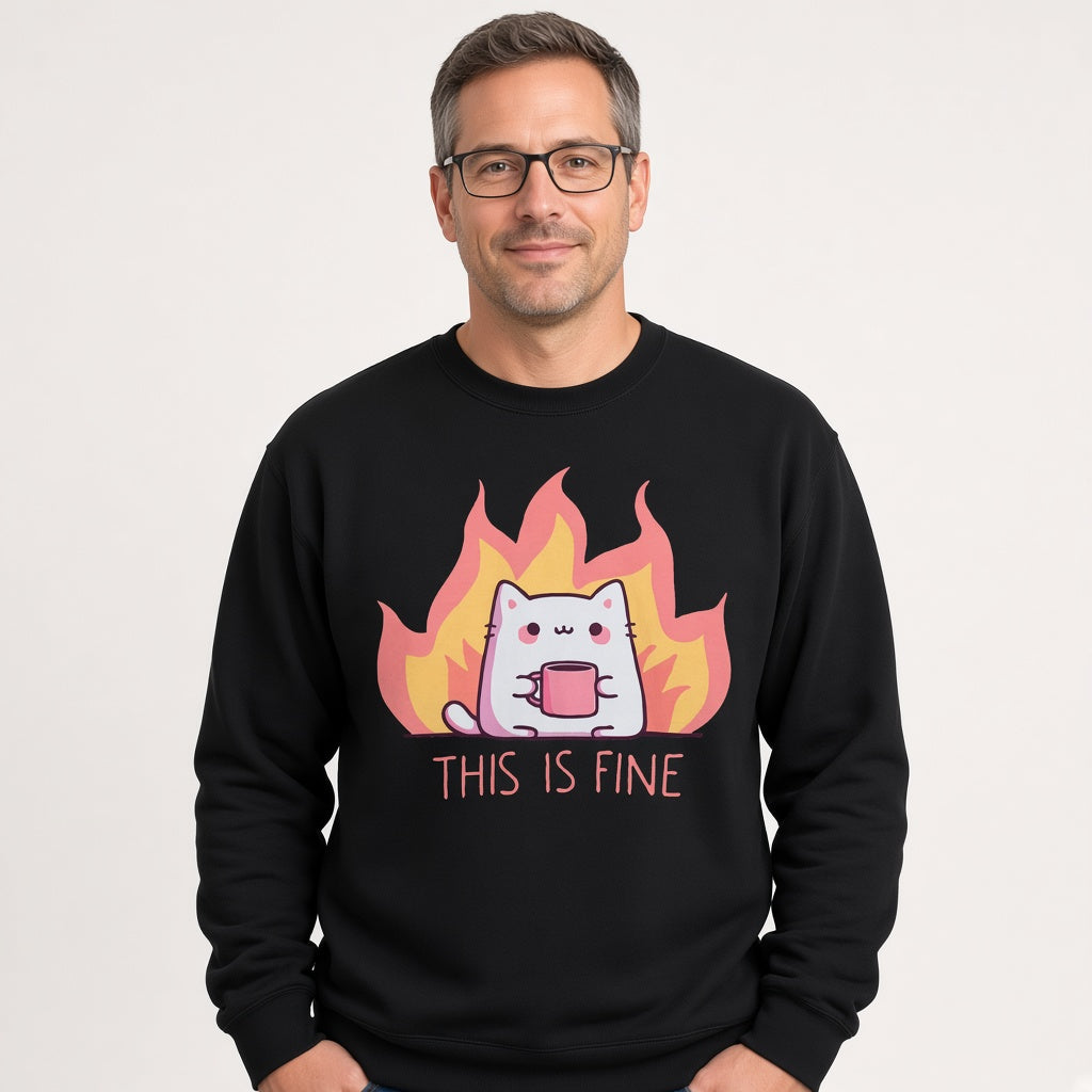 Cat, This Is Fine Sweatshirt, Funny Unisex sweatshirt