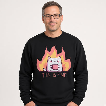 Cat, This Is Fine Sweatshirt, Funny Unisex sweatshirt