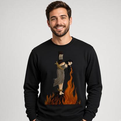Witch Lighting a Cigarette at the Stake Sweatshirt