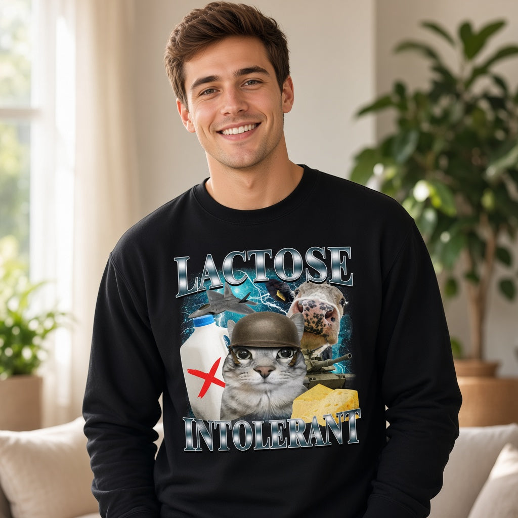 Lactose Intolerant Funny Cat Graphic Sweatshirt