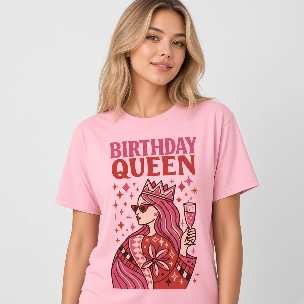 Birthday Queen Funny Pink Crown T-Shirt