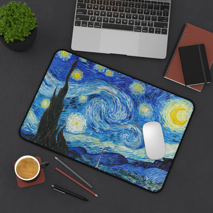 Vincent van Gogh The Starry Night Desk Mat, Gaming keyboard matt, mousepad large, XXL extended deskpad mouse pad