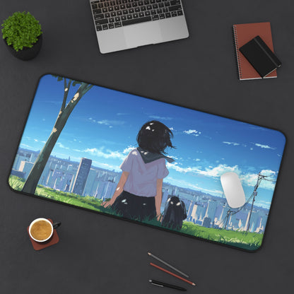 Anime girl looking into the distance Desk Mat, deskmat xl, Gaming keyboard matt, mousepad large, XXL extended deskpad mouse pad, large gaming mousepad - Bolt Print