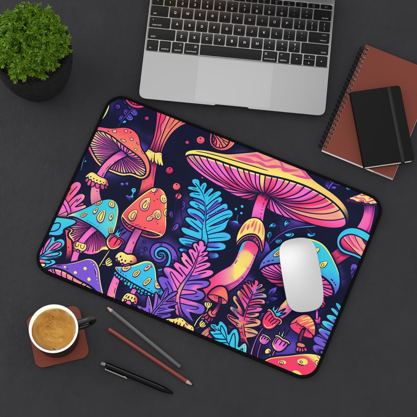 mushrooms Desk Mat, Psychedelic gaming mouse mat, XXL deskpad mouse pad