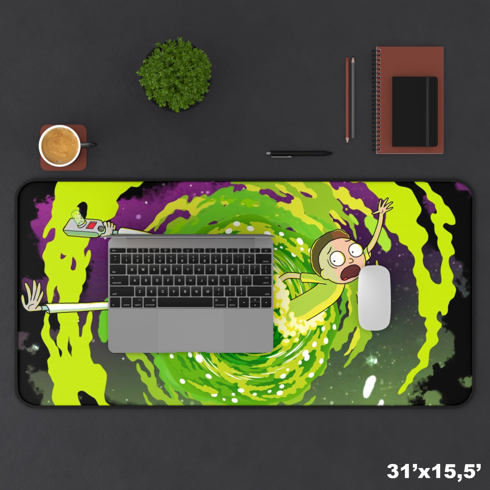 Rick and Morty portal Desk Mat, Gaming keyboard matt, mousepad large, XXL extended deskpad mouse pad - Bold Print