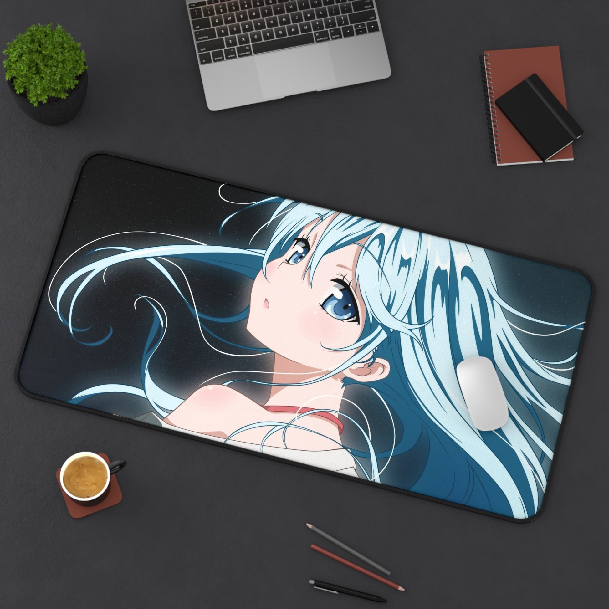 Anime girl Desk Mat, deskmat xl, Gaming keyboard matt, mousepad large, XXL extended deskpad mouse pad, large gaming mousepad - Bolt Print