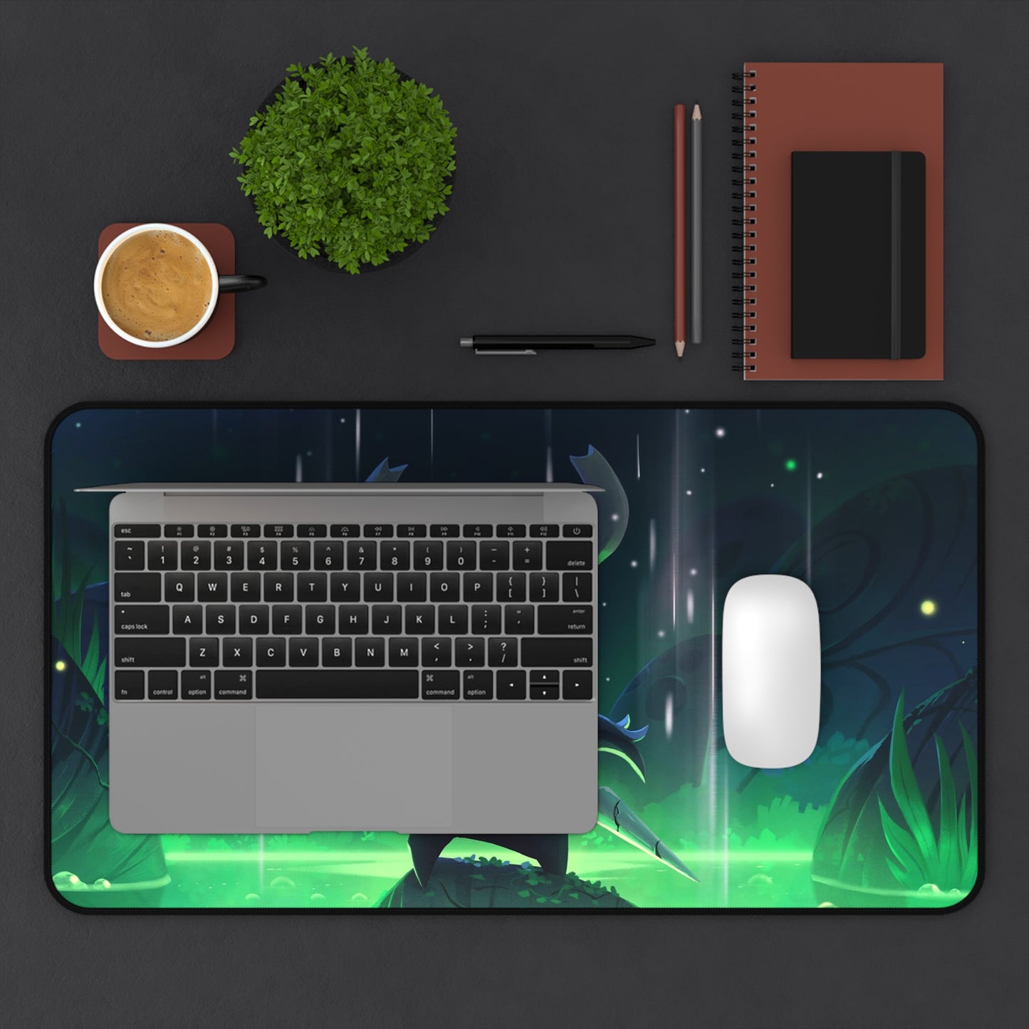 Hollow Knight Green Desk Mat, Gaming keyboard matt, mousepad large, XXL extended deskpad mouse pad - Bold Print