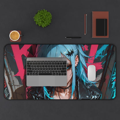 Anime Girl Blue Hair Gaming Desk Mat
