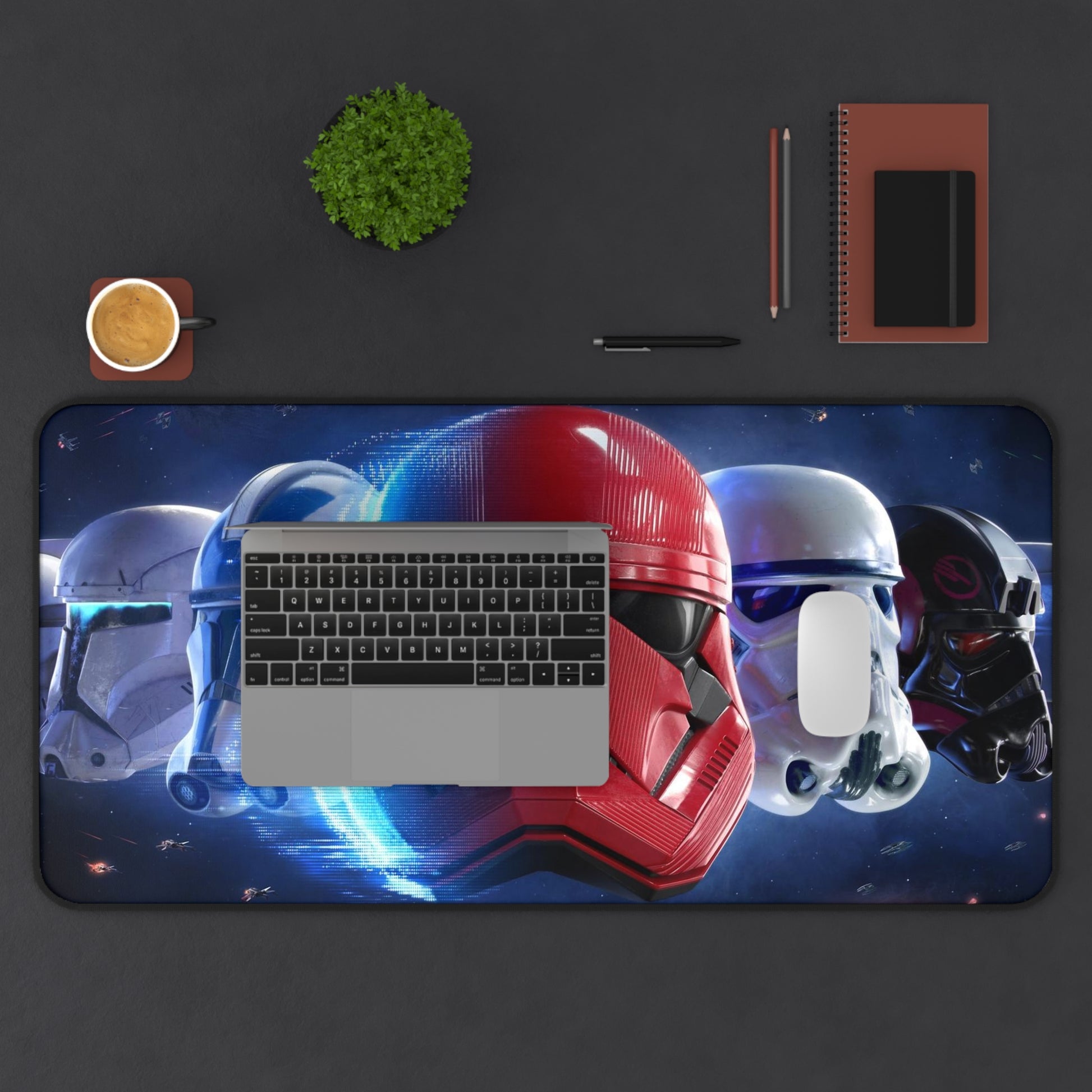 Stormtrooper helmets Desk Mat, Gaming keyboard matt, mousepad large, XXL extended deskpad mouse pad - Bolt Print