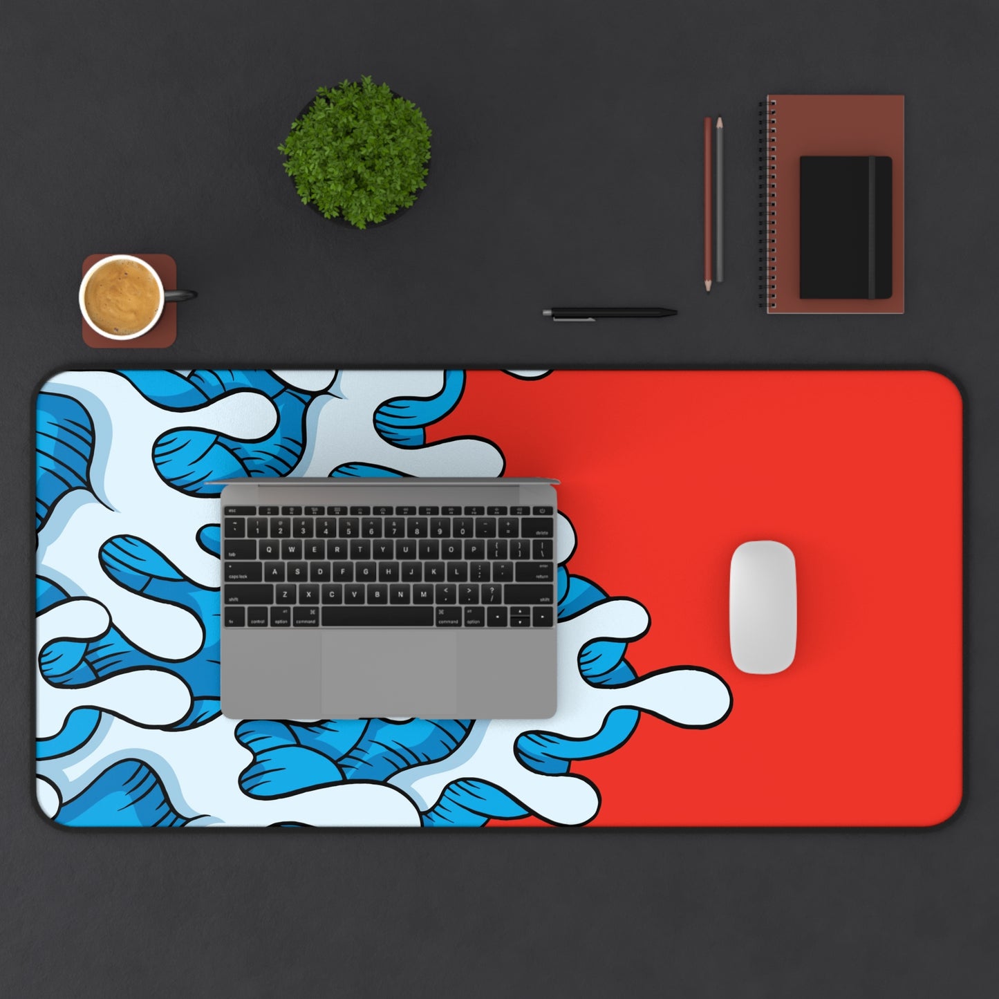 Ocean Wave Art — Abstract Pop Splash Desk Mat