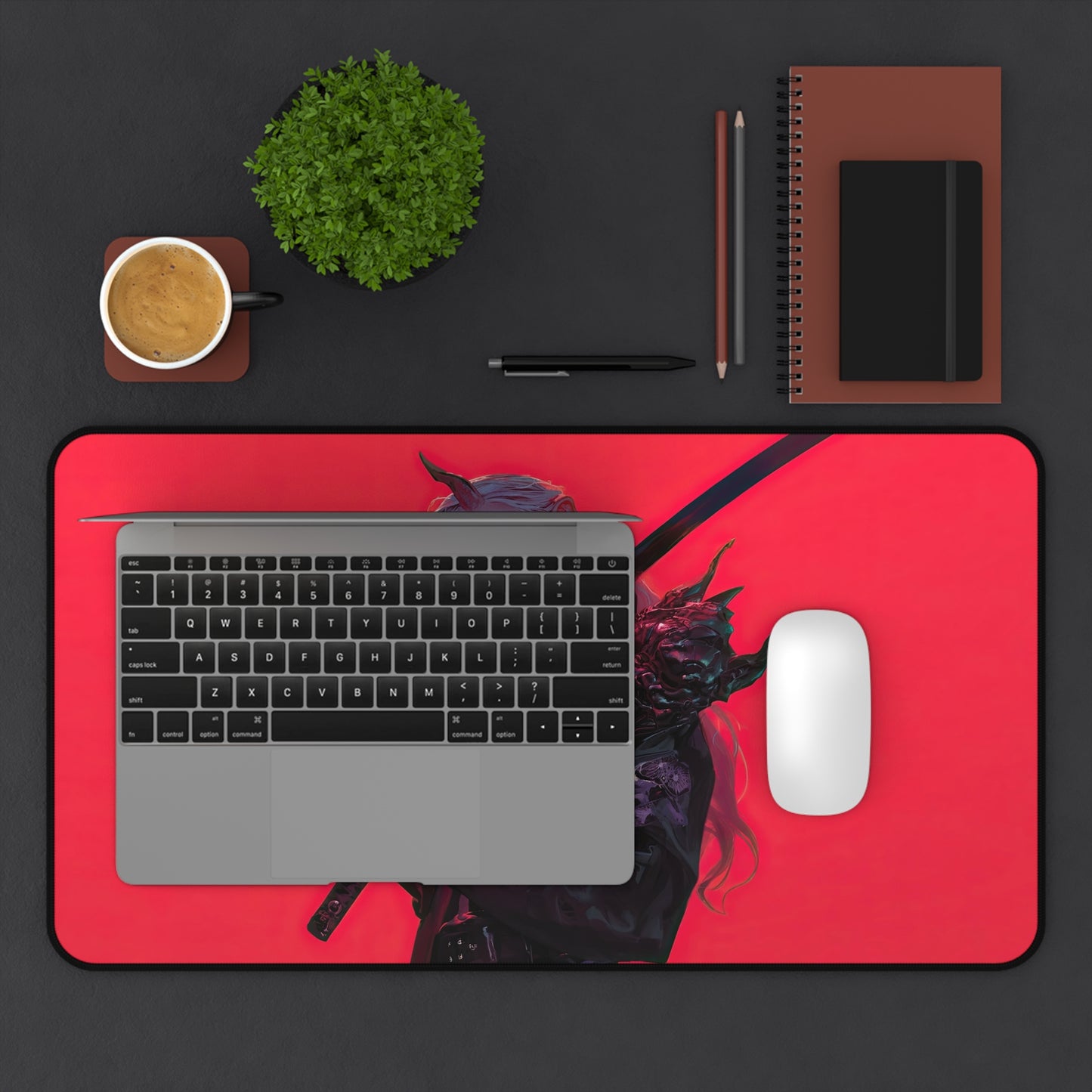 Anime Girl Demon Horn Gaming Desk Mat