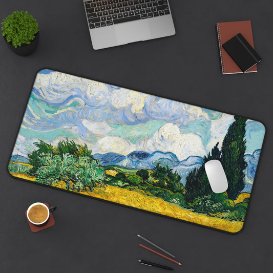 Vincent van Gogh Wheat Field with Cypresses Desk Mat, Gaming keyboard matt, mousepad large, XXL extended deskpad mouse pad