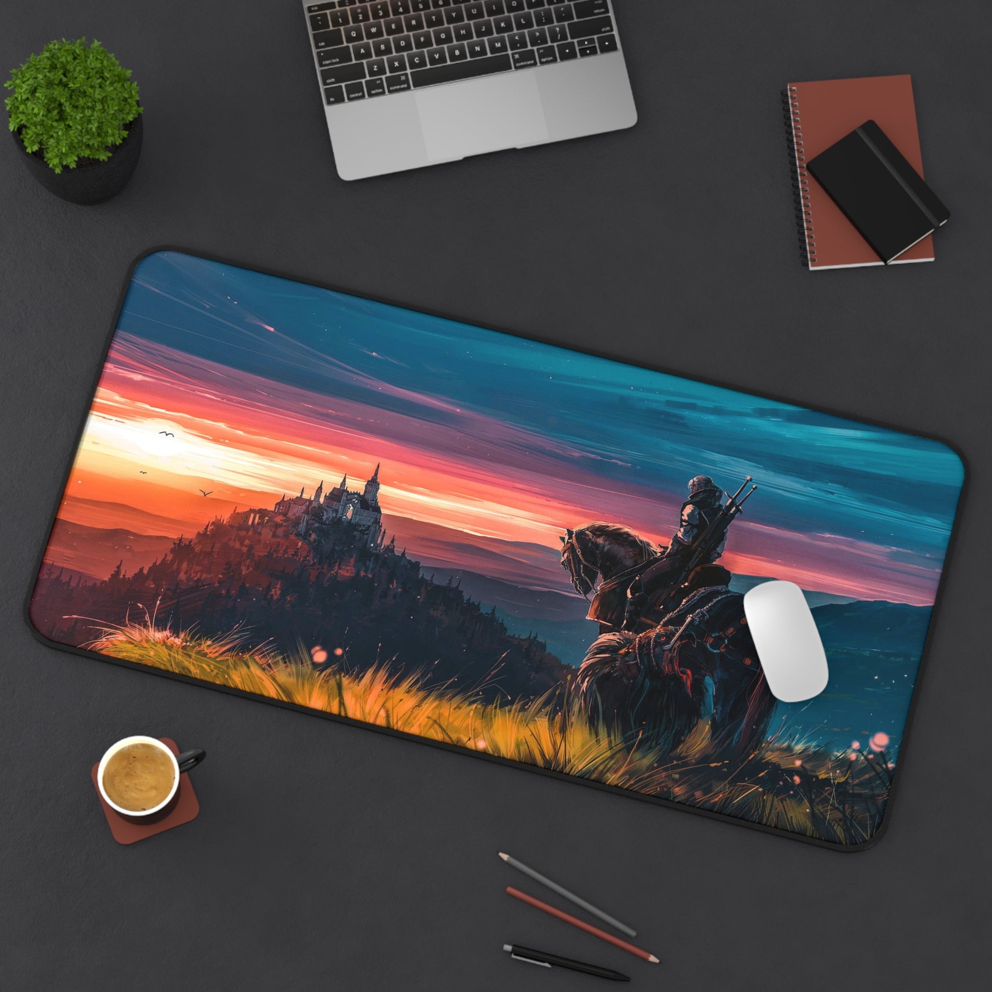 Witcher and castle Desk Mat, Gaming keyboard matt, mousepad large, XXL extended deskpad mouse pad - Bold Print