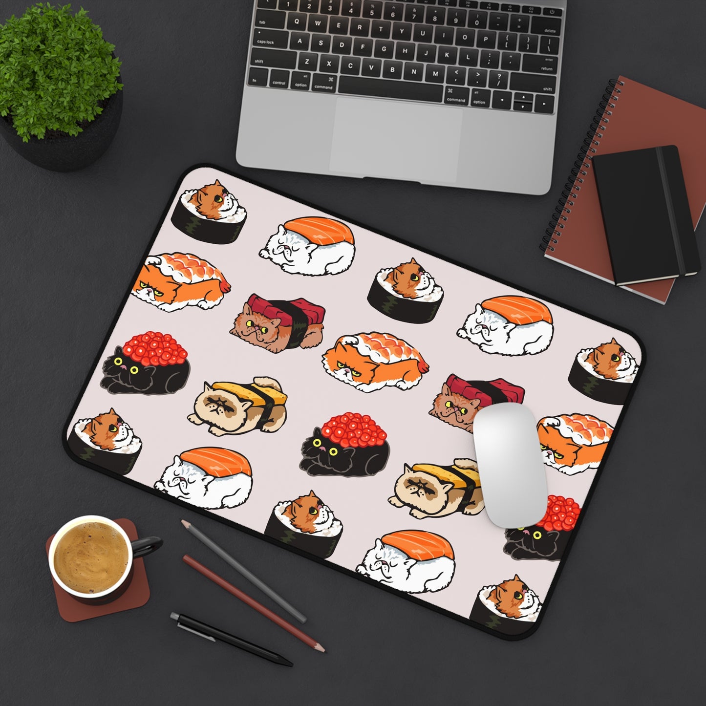 Sushi Cat Desk Mat, Gaming keyboard matt, mousepad large, XXL extended deskpad mouse pad