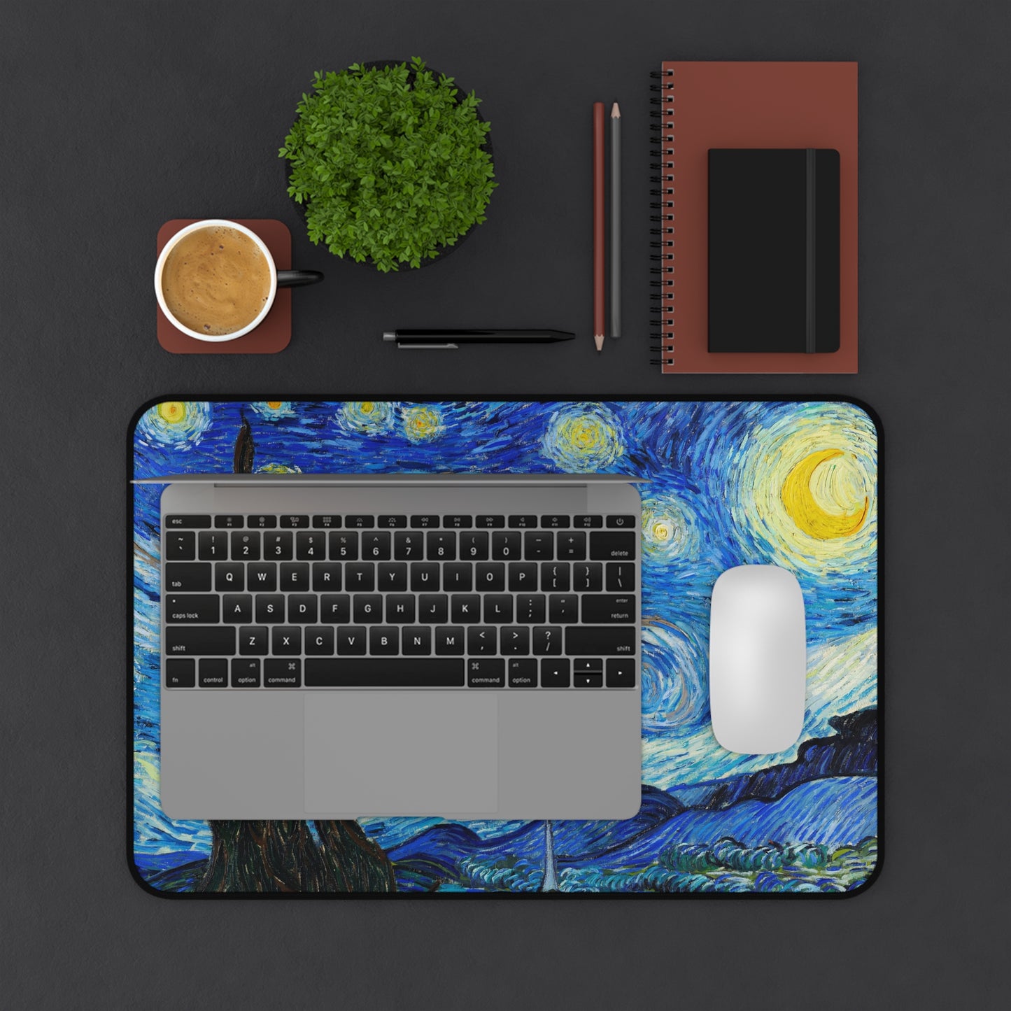 Vincent van Gogh The Starry Night Desk Mat, Gaming keyboard matt, mousepad large, XXL extended deskpad mouse pad