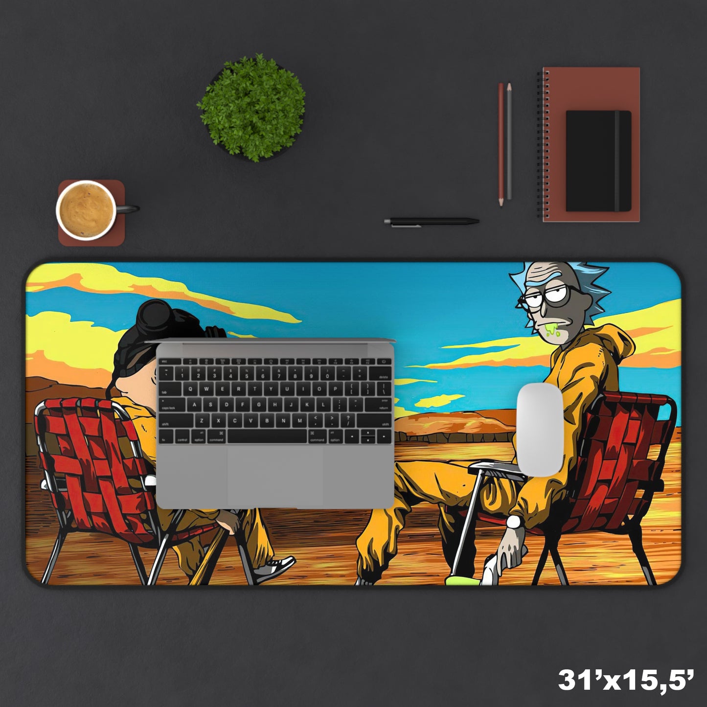 Rick and Morty Breaking Bad Desk Mat, Gaming keyboard matt, mousepad large, XXL extended deskpad mouse pad - Bold Print