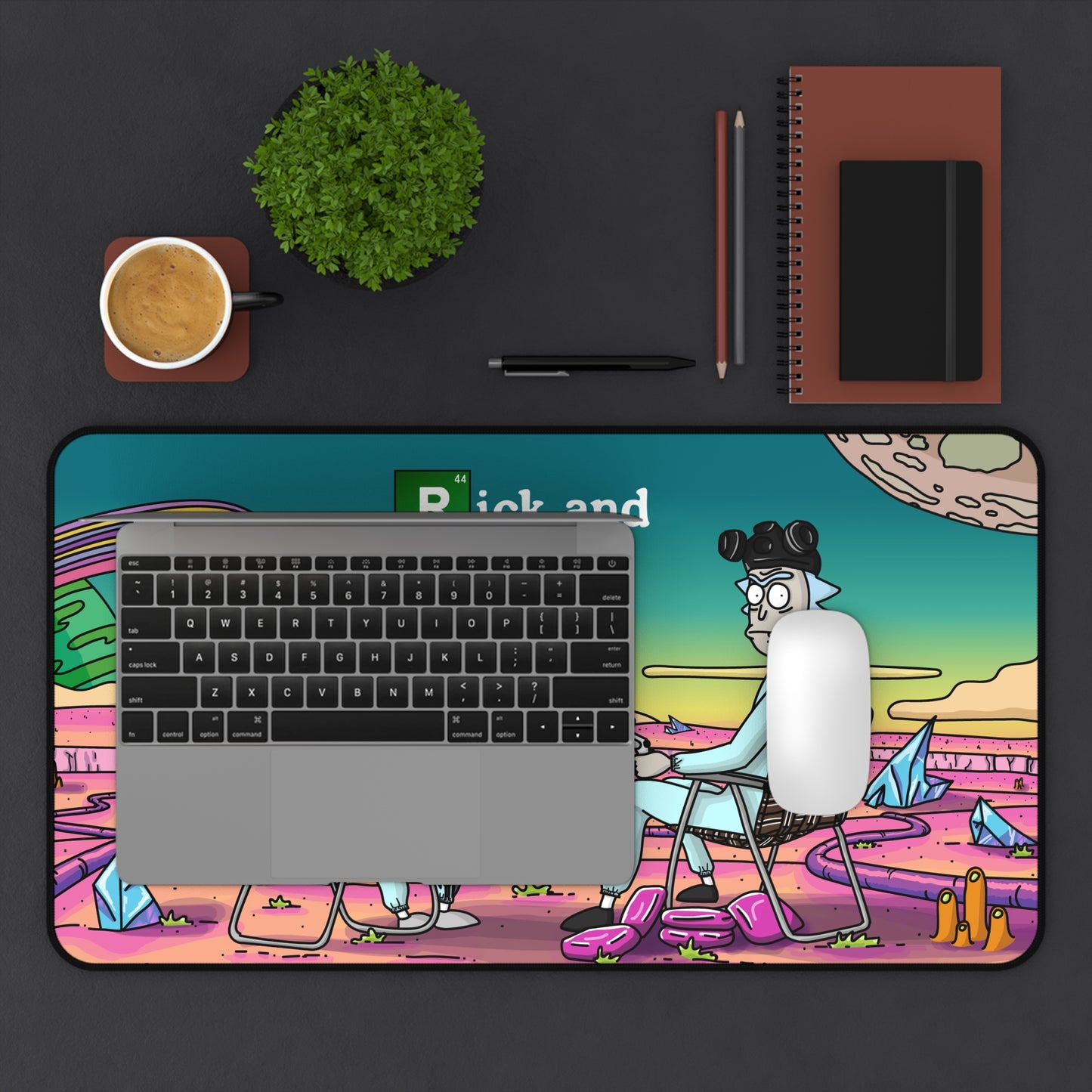 Rick and Morty Breaking Bad 2 Desk Mat, Gaming keyboard matt, mousepad large, XXL extended deskpad mouse pad - Bold Print