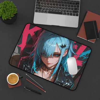 Anime Girl Blue Hair Gaming Desk Mat
