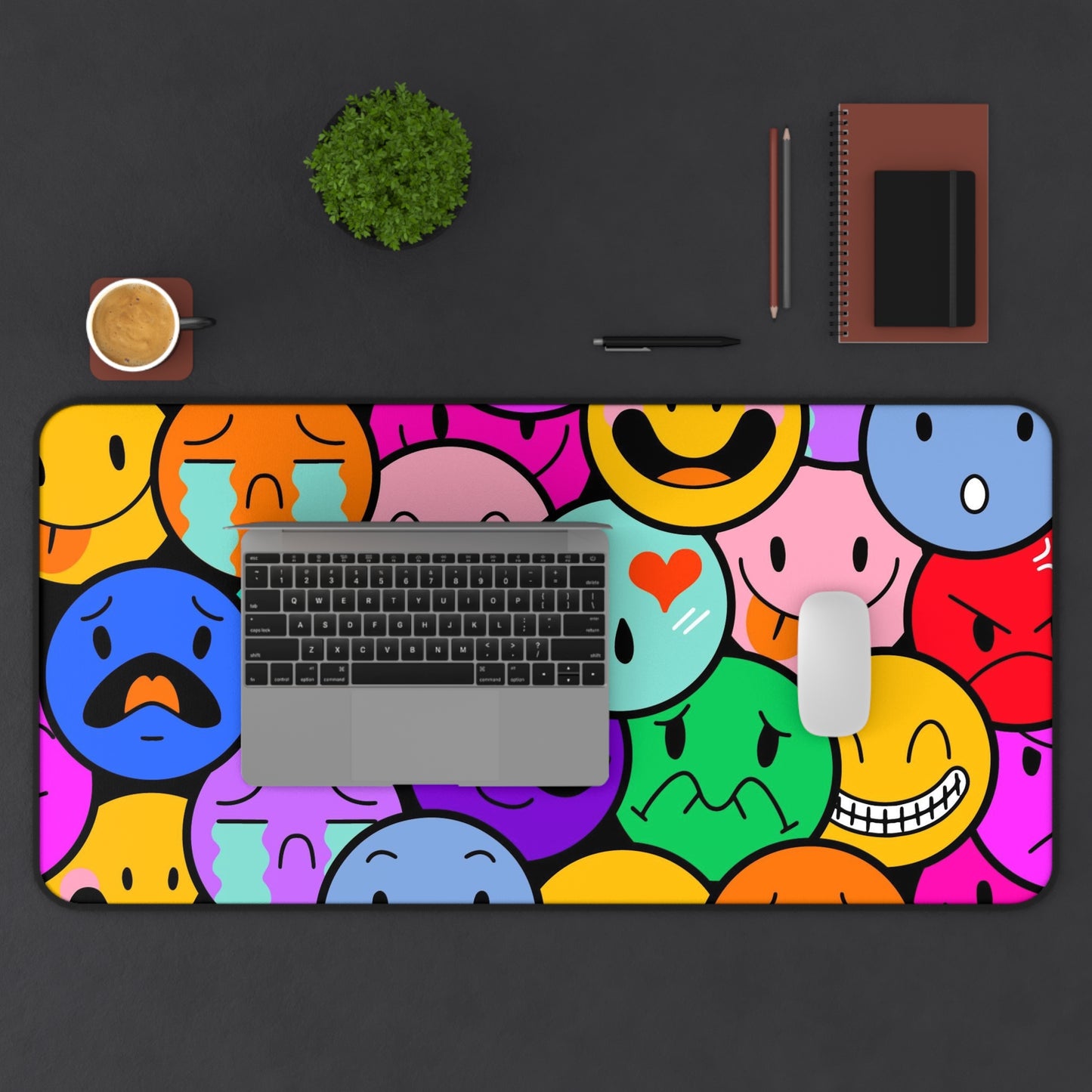 smile emoticons Desk Mat, gaming mouse mat, mousepad large, XXL deskpad mouse pad