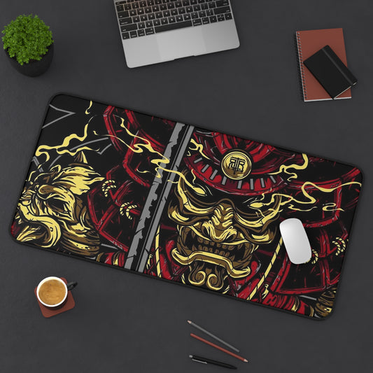 Samurai Desk Mat, deskmat xl, Gaming keyboard matt, mousepad large, XXL extended deskpad mouse pad, large gaming mousepad - Bolt Print