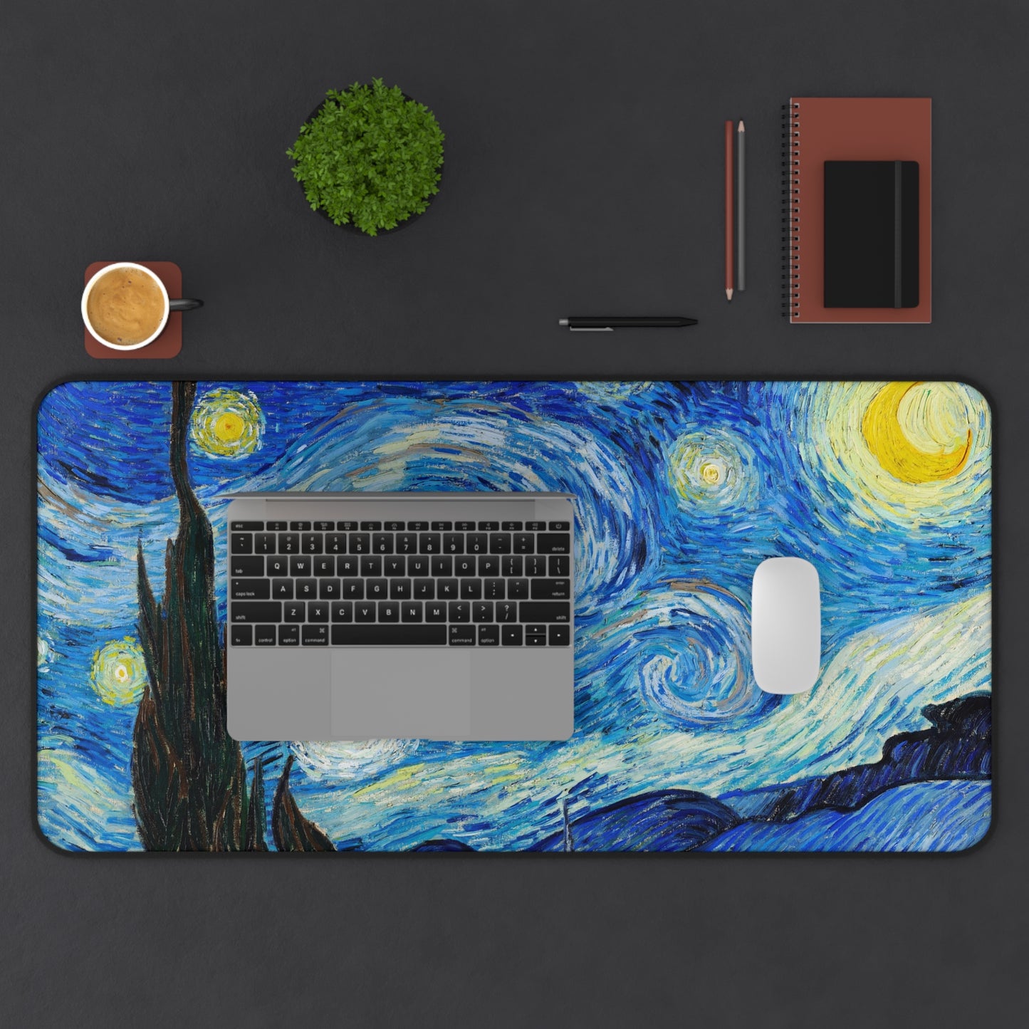 Vincent van Gogh The Starry Night Desk Mat, Gaming keyboard matt, mousepad large, XXL extended deskpad mouse pad