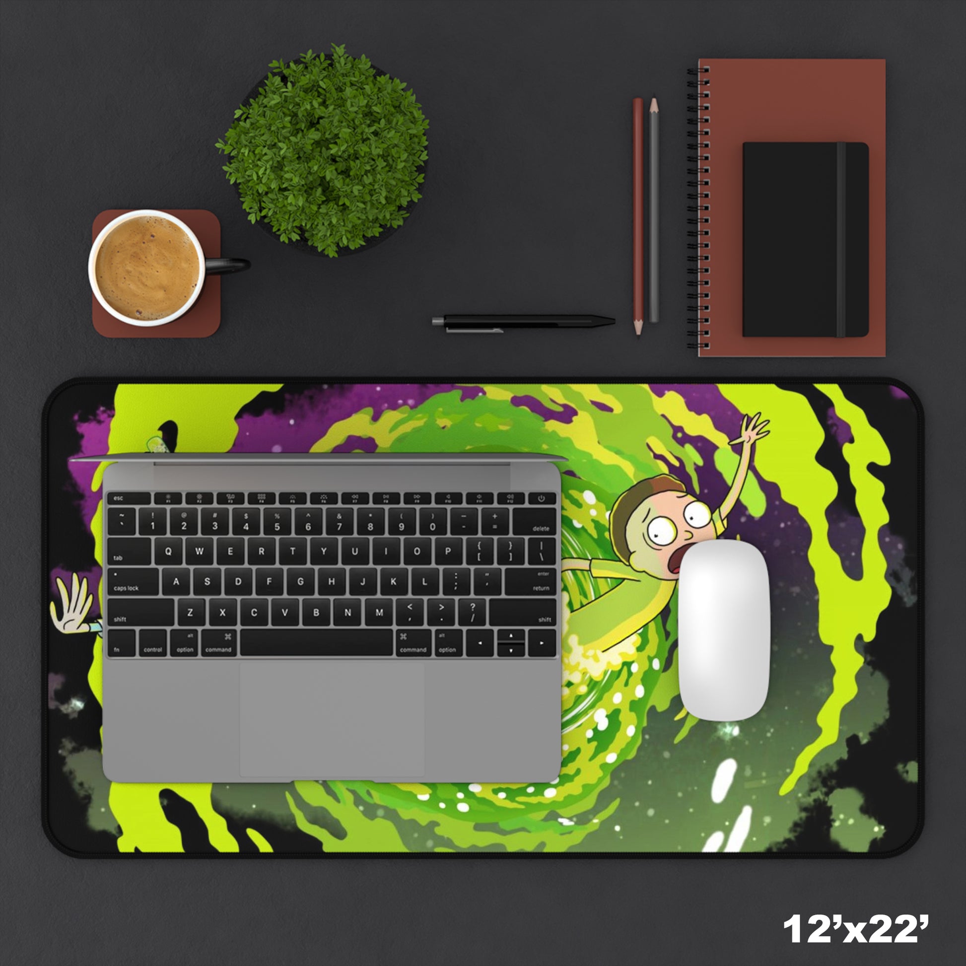 Rick and Morty portal Desk Mat, Gaming keyboard matt, mousepad large, XXL extended deskpad mouse pad - Bold Print