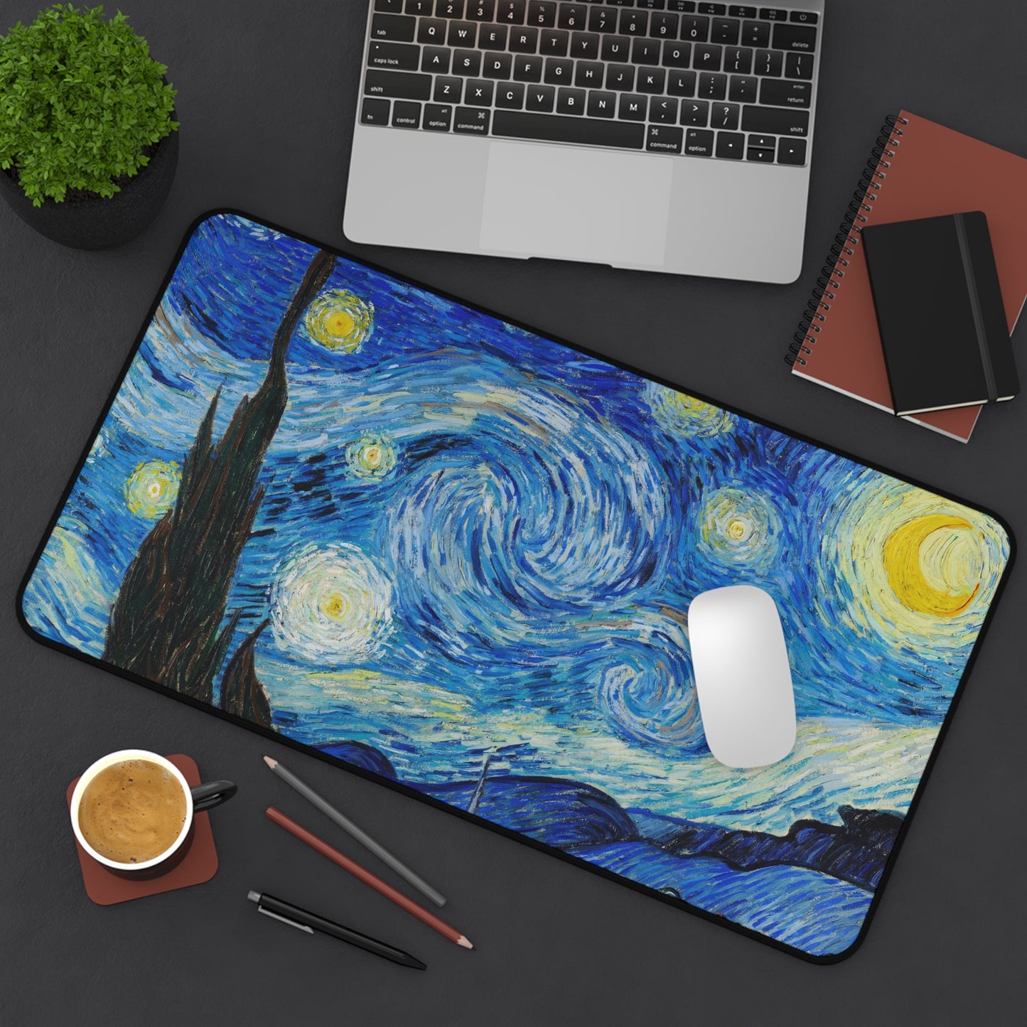 Vincent van Gogh The Starry Night Desk Mat, Gaming keyboard matt, mousepad large, XXL extended deskpad mouse pad