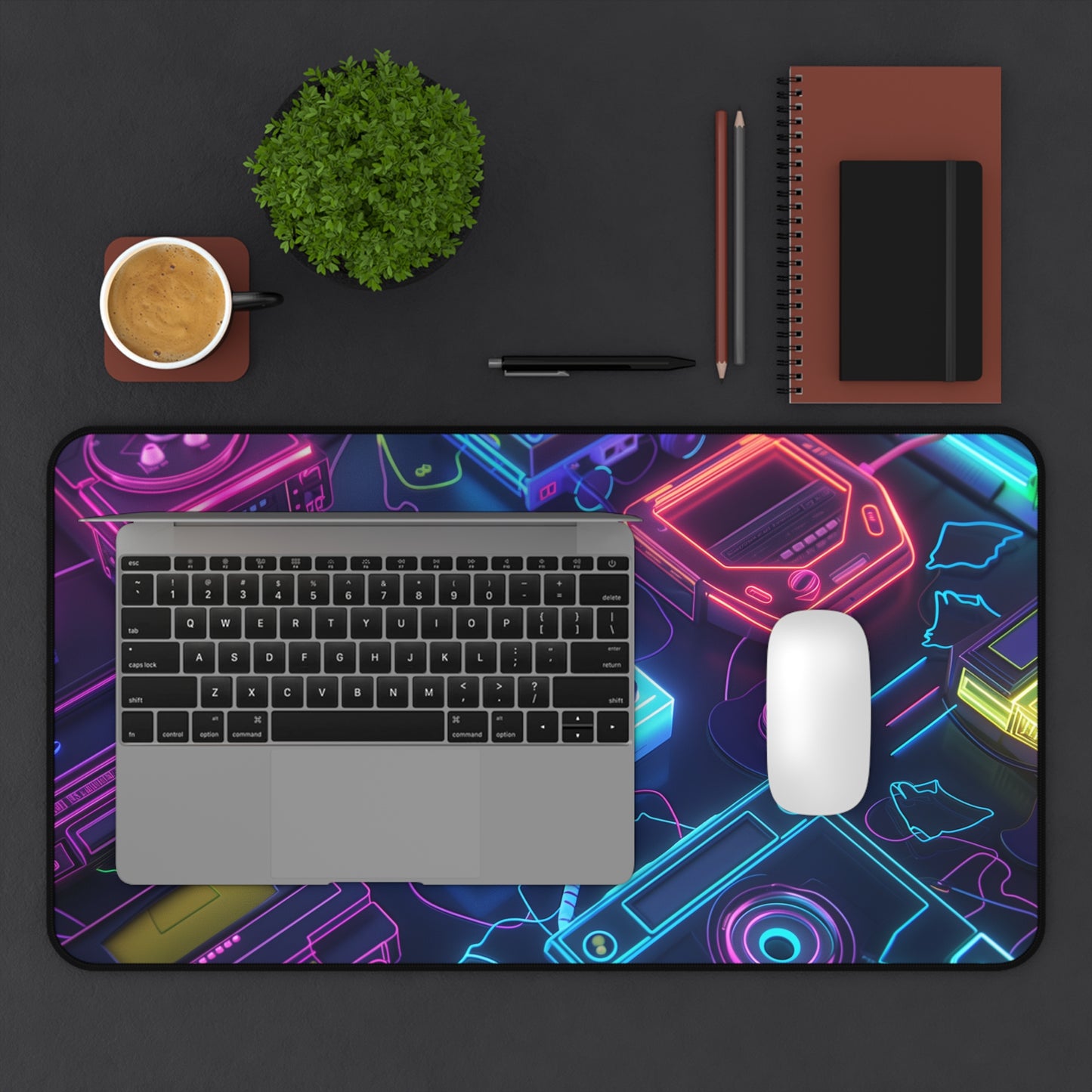 neon devices Desk Mat, Psychedelic gaming mouse mat, XXL deskpad mouse pad