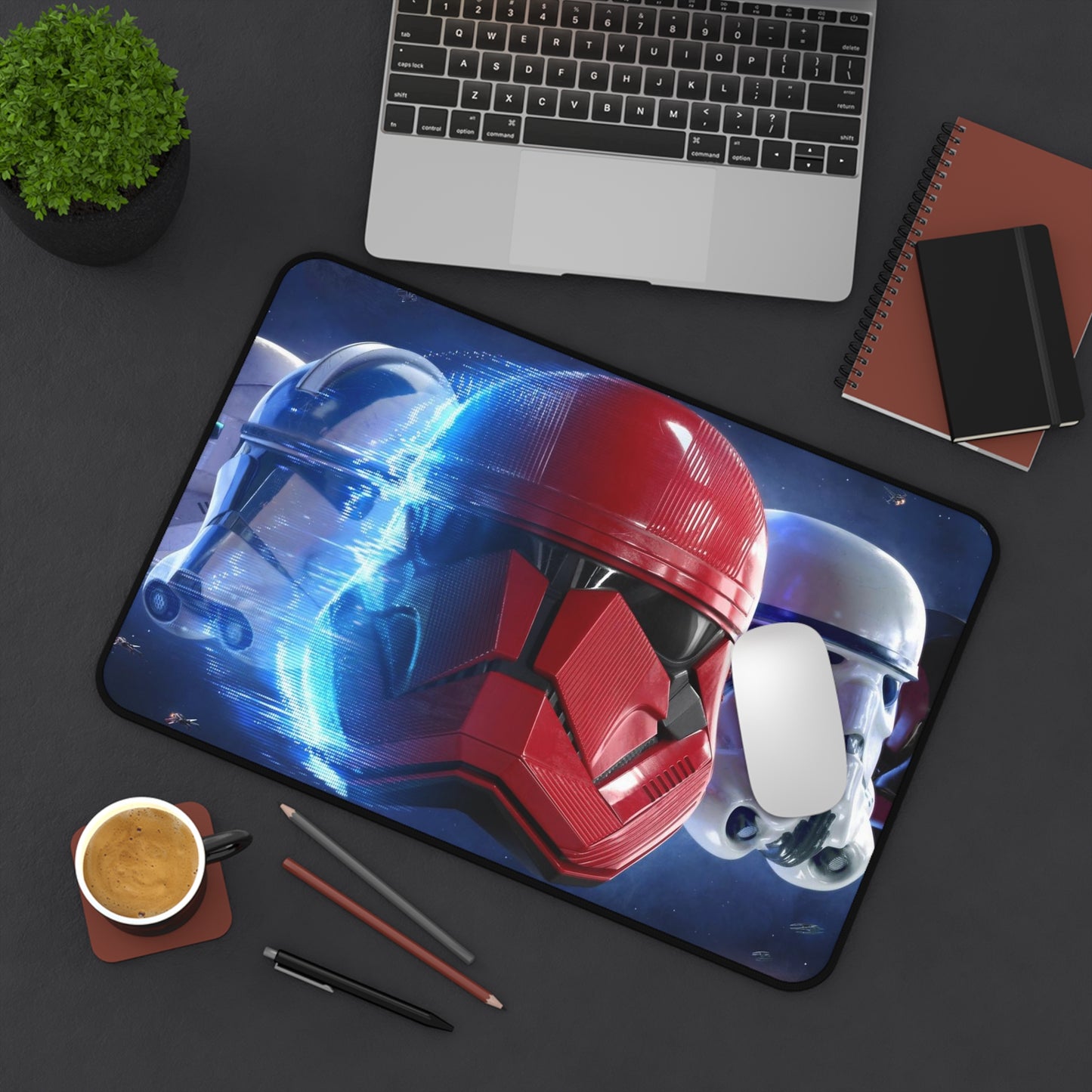 Stormtrooper helmets Desk Mat, Gaming keyboard matt, mousepad large, XXL extended deskpad mouse pad - Bolt Print