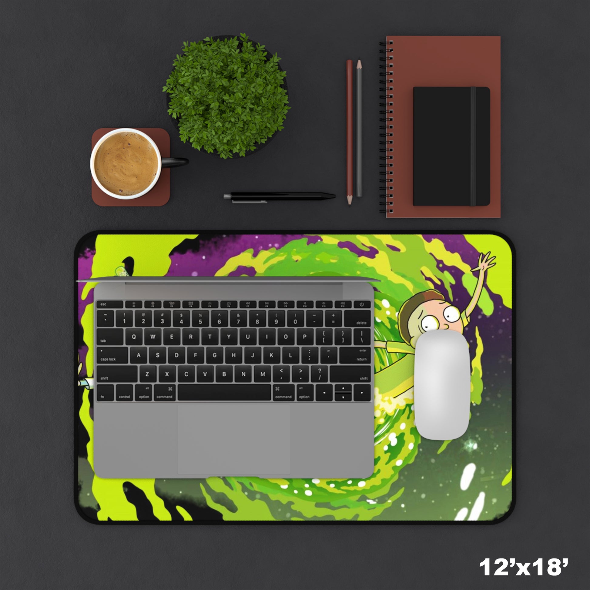 Rick and Morty portal Desk Mat, Gaming keyboard matt, mousepad large, XXL extended deskpad mouse pad - Bold Print