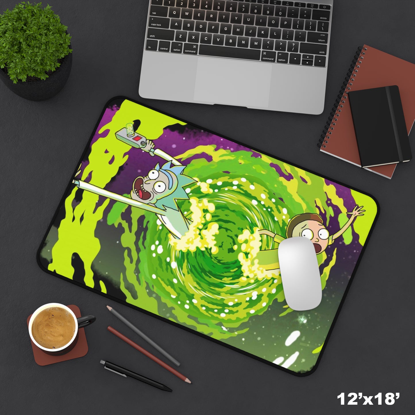 Rick and Morty portal Desk Mat, Gaming keyboard matt, mousepad large, XXL extended deskpad mouse pad - Bold Print