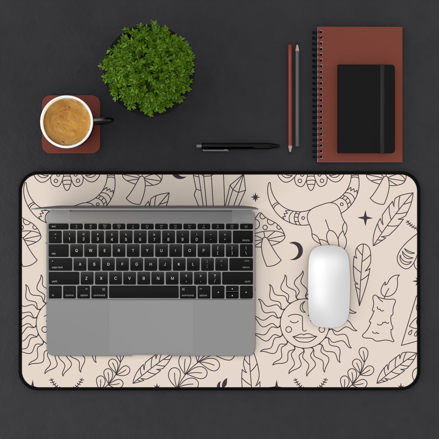 lineal boho Desk Mat, gaming mouse mat, mousepad large, XXL deskpad mouse pad