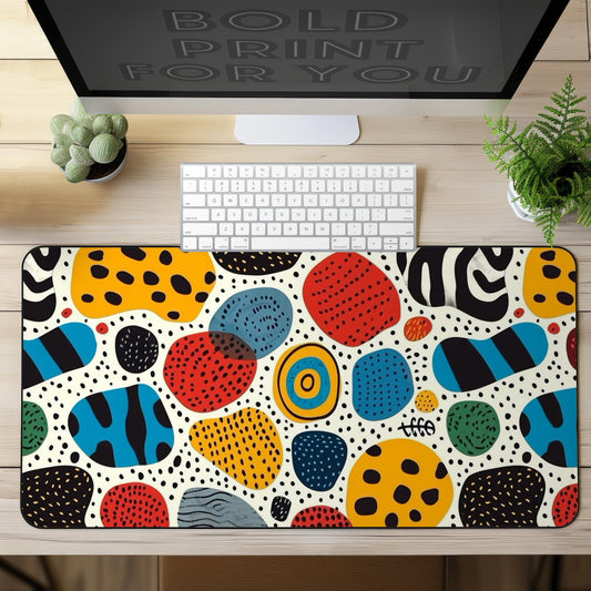 Abstract Spots and Dots Desk Mat