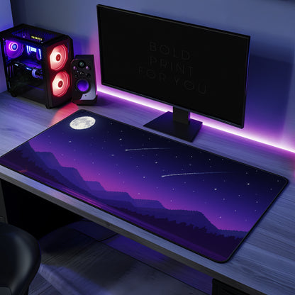 Pixel night sky Gaming Desk Mat