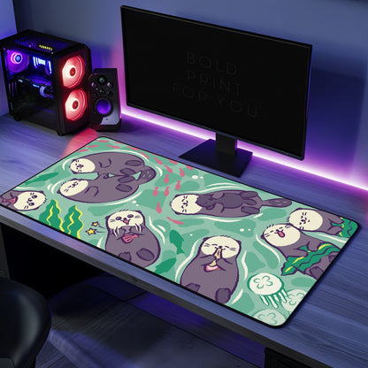 Cute otters Gaming Desk Mat