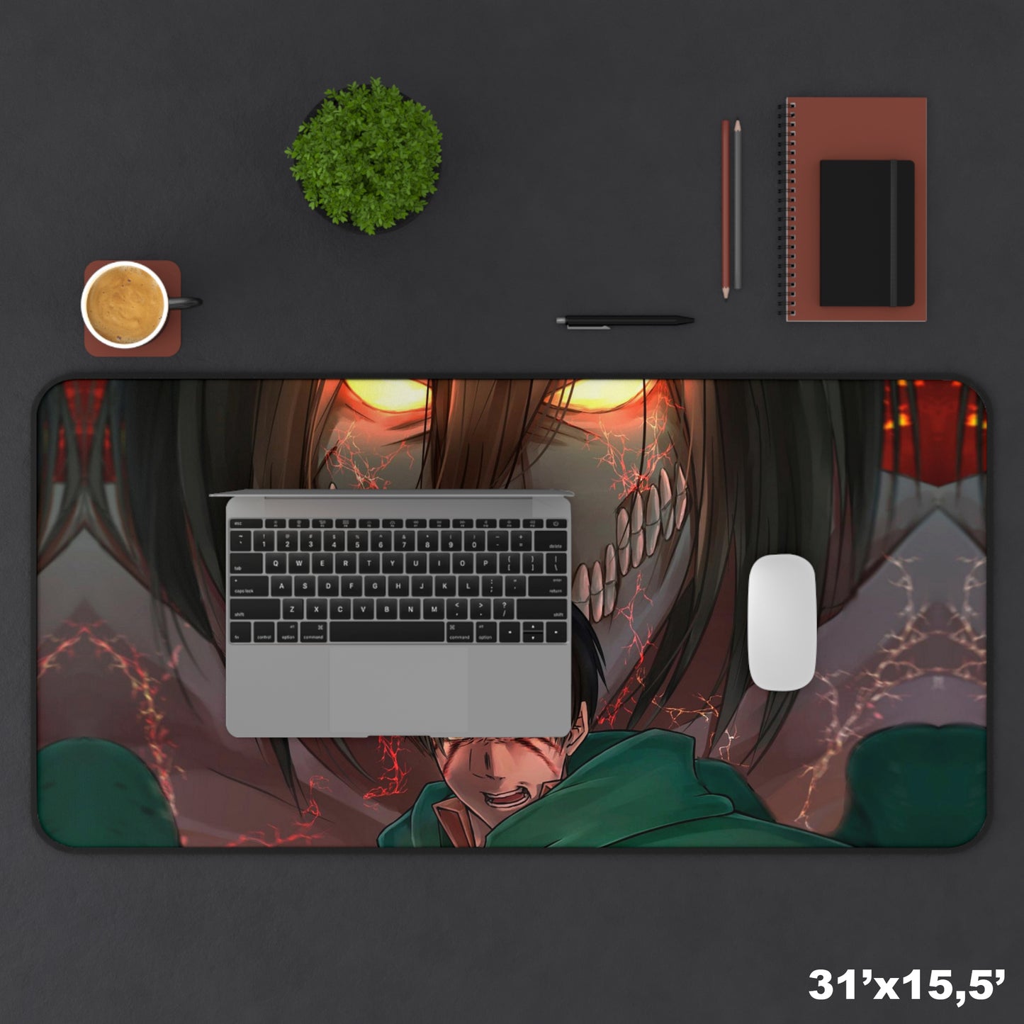 Attack of the Titans Desk Mat, deskmat xl, Gaming keyboard matt, mousepad large, XXL extended deskpad mouse pad, large gaming mousepad - Bolt Print