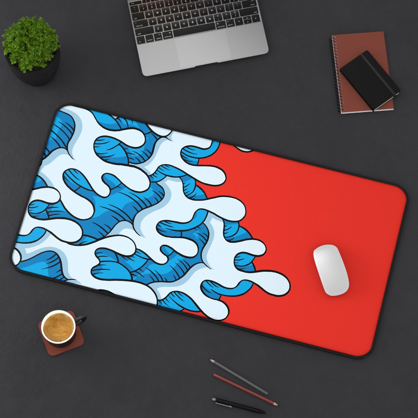Ocean Wave Art — Abstract Pop Splash Desk Mat
