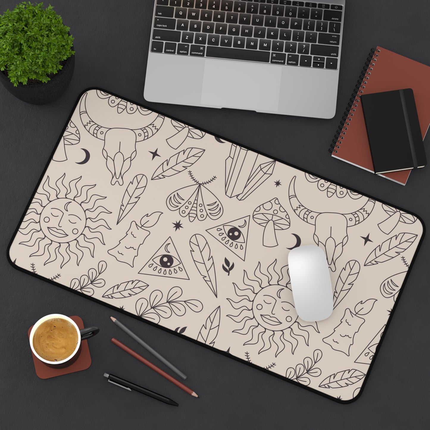 lineal boho Desk Mat, gaming mouse mat, mousepad large, XXL deskpad mouse pad