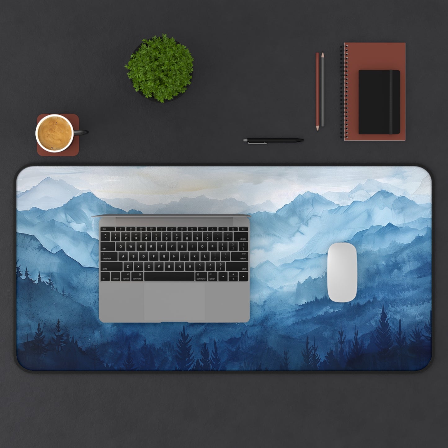 Indigo Mountains 2 Desk Mat, Gaming keyboard matt, mousepad large, XXL extended deskpad mouse pad