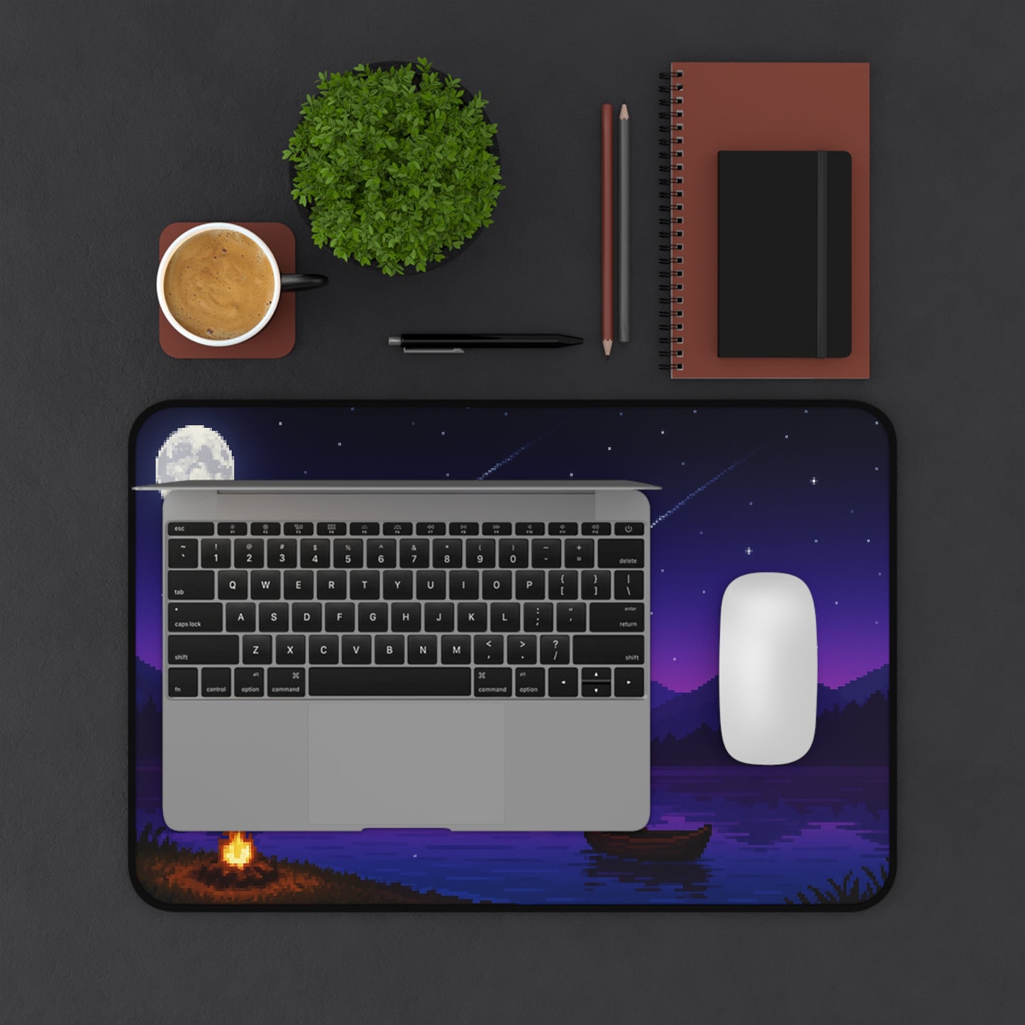 Pixel night sky Gaming Desk Mat