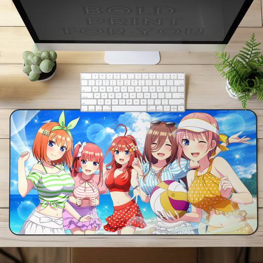 The Quintessential Quintuplets at the Beach Gaming Desk Mat