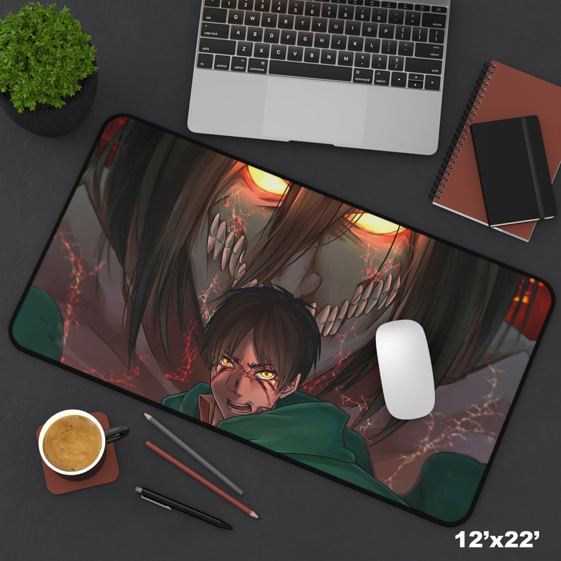 Attack of the Titans Desk Mat, deskmat xl, Gaming keyboard matt, mousepad large, XXL extended deskpad mouse pad, large gaming mousepad - Bolt Print