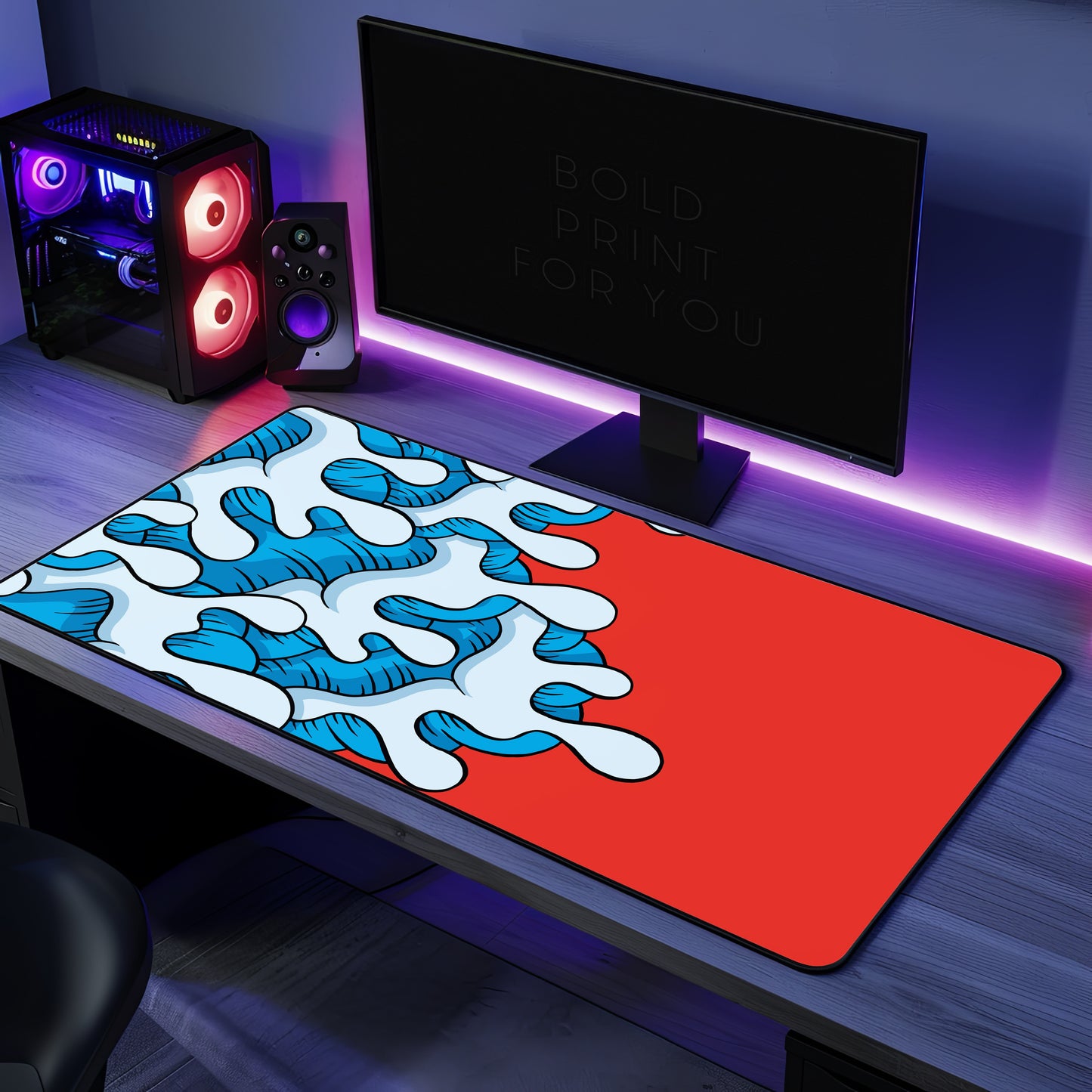 Ocean Wave Art — Abstract Pop Splash Desk Mat