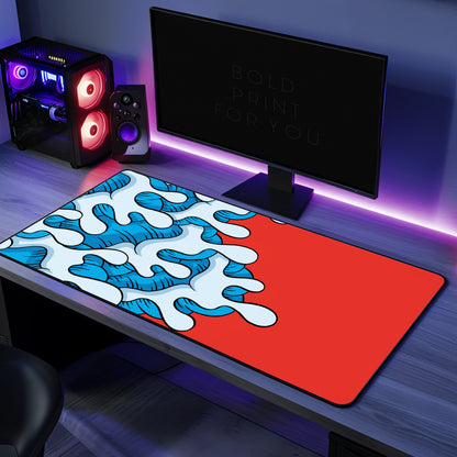 Ocean Wave Art — Abstract Pop Splash Desk Mat
