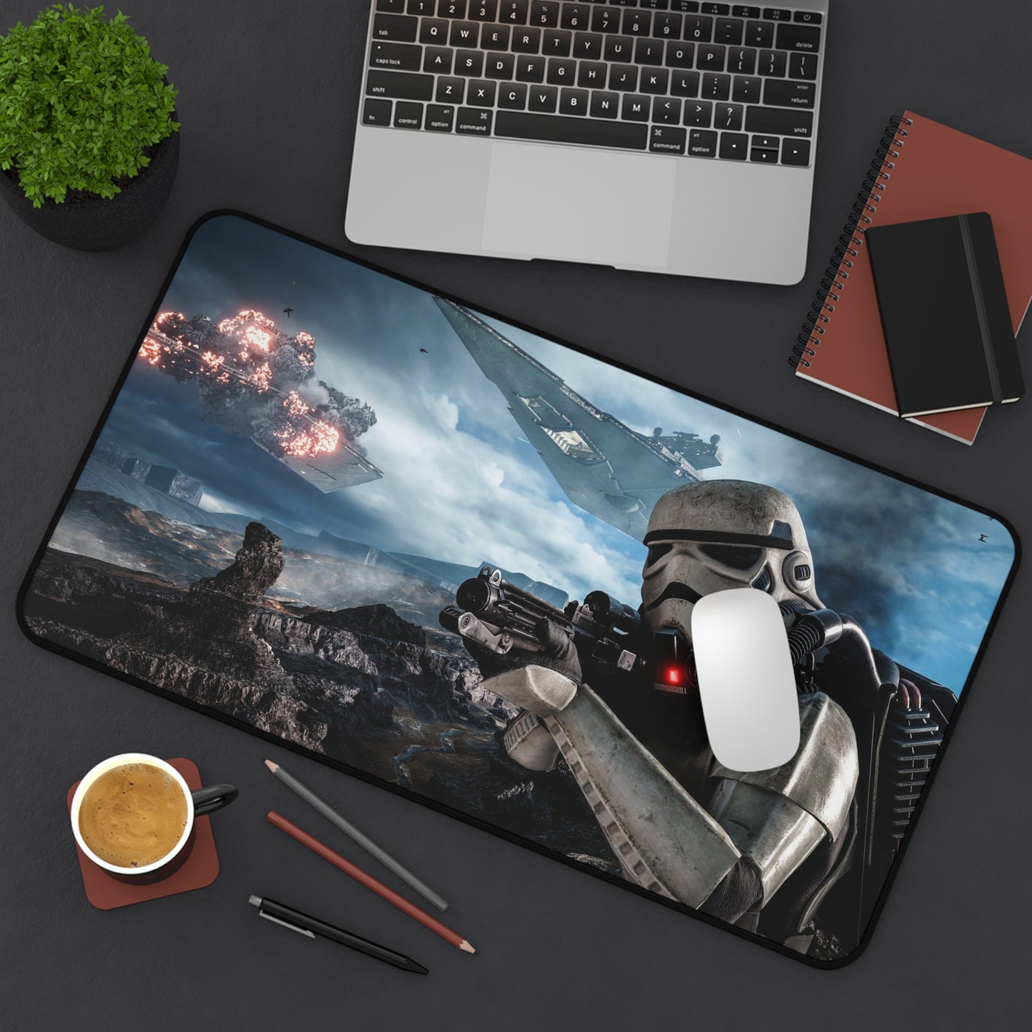 Stormtrooper Desk Mat, Gaming keyboard matt, mousepad large, XXL extended deskpad mouse pad - Bold Print