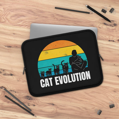 Evolution of the cat Laptop sleeve, Laptop carrying case, laptop bag - Bold Print